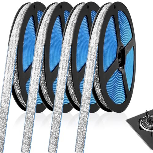 Infreecs 4 Roll Selbstklebend Flexible Zierleisten, 6M Keramikfliesen Klebeband Zierleisten, Selbstklebendes Dichtungsband für Spüle, Toilette, Fliesenkante, Wandecke, Fußleiste, Boden (Silber)