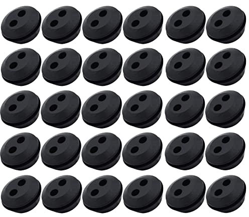 Fuel Tank Rubber Grommets, 2-Hole Gas Strimmer Petrol Tank Grommet, Universal Fuel Pipe Grommet Tube Seal Kit for Brush Cutter Trimmer Lawn Mower Parts-30 PCS