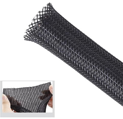 Flexibel Gewebter Kabelschlauch, Kabelschutz zuschneidbar Schwarz, Selbstschließend Kabelmantel, Kabelmanagement Spiralschlauch, Cable Tidy Sleeve für TV PC Heimkino Automobilkabel (6M, 19mm)