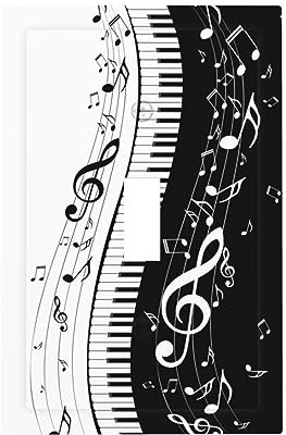 VunKo 1 Gang Toggle Decorative Piano Keys Music Note Wall Plate - One single Gang Light Switch Plastic Decora Plate Cover with Screws