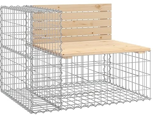 vidaXL Gartenbank aus Gabionen 92x71x65,5 cm Massivholz Kiefer