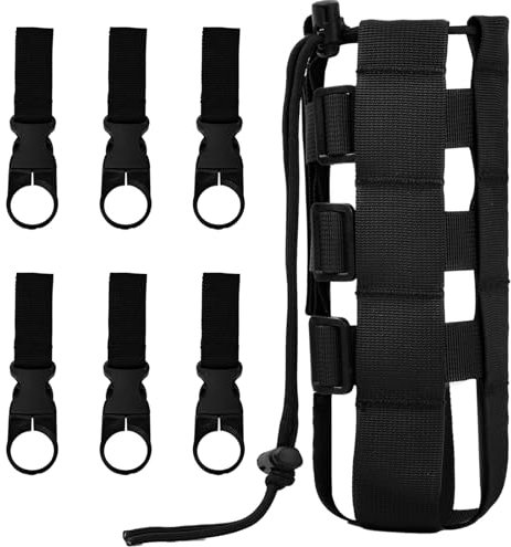 Poche de Bouteille D'eau Tactique, Porte Bouteille Molle avec 6 Bouteille D'eau Clip Porte Boucle, Sac de Bouteille D'eau Réglable, Porte-bidon Tactique Militaire pour Randonnée Camping Cyclisme Pêche