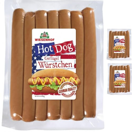Wiesenhof Hot Dog Geflügel Würstchen 350 gramm x 3 Stück [Frischegarantie]