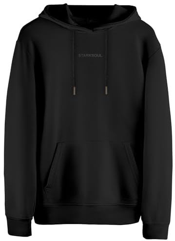 STARK SOUL Hoodie - Kapuzen-Sweater Embossed Unisex | Baumwolle 270 GSM - innen angeraut - French Terry | Schwarz, Braun und Rot | Größen S, M, L, XL und XXL