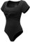 Berylove Shapewear Damen Schwarz Bodysuit Women Basic Tshirt mit Schleife BLBS002 Black S