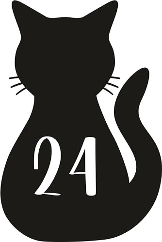Pack of 3 Personalised Wheelie Bin Stickers Custom House Number - Cat Design - Stick On House Numbers - Birthday Number Decorations (Black)