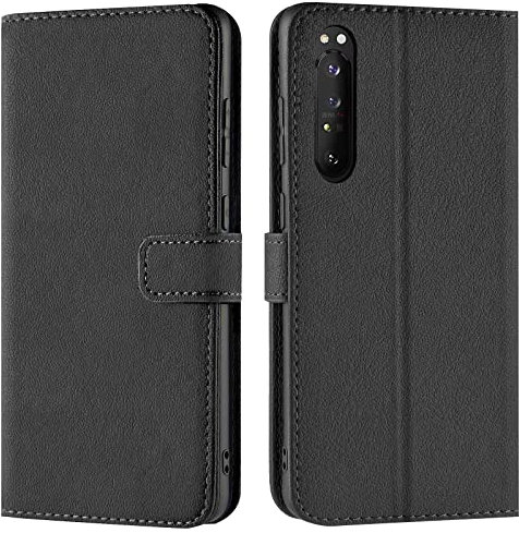CoolGadget Klapphülle für Sony Xperia 5 III, PU Leder Schutzhülle mit Kartenfächern und Aufstellfunktion, Schwarz
