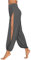 BOTCAM Color Solid Pants Freizeit Damen Running High Stretch Exercise Split Yoga Pants Damen Yoga Hosen (Z1-Grey, XXXL)