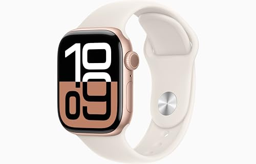 Apple Watch Series 10 [GPS + Cellular, 46mm] - Cassa Oro Rosa in Alluminio con Cinturino Sport Galassia, M/L (Ricondizionato)