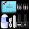 TOMICCA Kit Capsule Americaine Ongle, 240 PCS Capsules Ongle Amande Moyen & Ballerina Moyen, Avec 6 en 1 Colle Faux Ongles Top Coat Semi Permanent Et Mini Lampe UV Ongles Gel