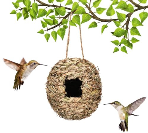 Maisons pour Colibri - Charmant Maison À Oiseaux Suspendue en Paille | Maisons À Oiseaux Créatives Fait À La Main, Boîtes Chaudes pour Oiseaux Suspendus, Décoration De Jardin, Nidification pour Jar