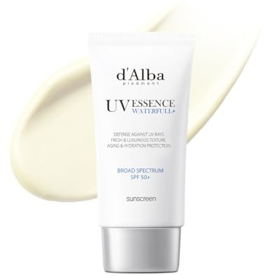d'alba Piedmont Italian White Truffle Waterfull Essence Sunscreen, Vegan Skincare, Lightweight Sunscreen with BROAD SPECTRUM SPF 50+, Glowy, Safe for all Skin Types, Korean Skin Care (1.69 fl. oz)