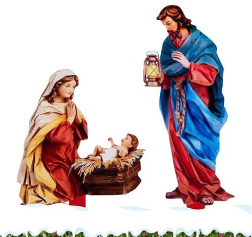 Pzuryhg Krippenfiguren für den Garten, Urlaub Hof für Hof, Jesus Krippe Hof, Ausstellung, Outdoor Garten Krippe Set, Weihnachtsszene Dekorationen für Hof, Outdoor Santa und Krippe Hof