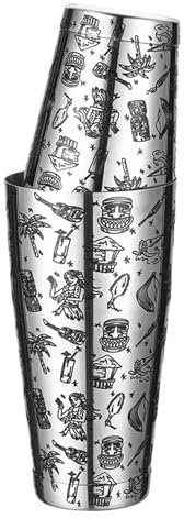 CQJJXKYC Cocteleras Este patrón de imágenes de Boston Servir una Variedad de Creaciones de cócteles. Juego de Cocktail Shaker(Graphic Tiki)