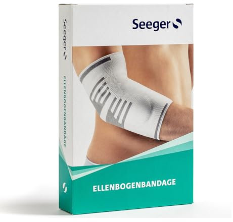 Seeger Basic Ellenbogenbandage – Orthopädische Kompressionsbandage bei Tennisarm & Schmerzen, Für Links & Rechts, Atmungsaktiv und Hautfreundlich, für Sport & Alltag, 20 cm, Made in Germany