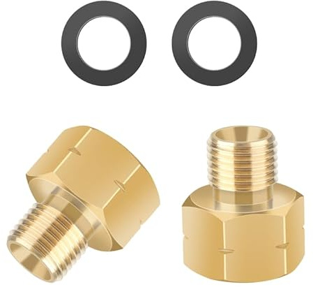 MOKIDO Pack of 2 Brass LPG Gas Adapter, 3/8 Inch Female x 1/4 Inch AG Lks Gas Bottle Adapter, Gas Hose Adapter Connector for Gas Cooker, Stool Cooker, Motorhome and Camping Stove