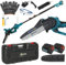 Outsunny Mini Motosega a Batterie 2 in 1 con Palo Telescopico, Motosega Senza Fili con Motore Brushless, 2 Batterie e Blocco di Sicurezza, Guanti e Occhiali di Protezione Inclusi, Blu