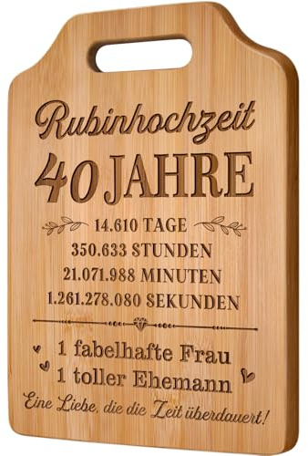 Giftasy Rubinhochzeit Geschenke - Graviertes Bambus Schneidebrett, 40. Hochzeitstag, Geschenke zum 40 Hochzeitstag, 40. Hochzeitstag Geschenke für Eltern