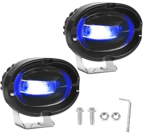 Chelhead 2 luci di sicurezza per carrello elevatore, 9 W, luce LED dritta blu con 3 chip luminosi, impermeabile IP67, DC 10-80 V, compatibile con carrelli elevatori, escavatori (blu, dritto)