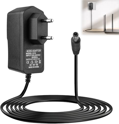 Adaptador de Corriente 12V 1A para Cámara CCTV Tira LED Caja de TV, Router | Alimentador 12W Cargador 12V, Fuente de Alimentación AC Adapter 100 240V 50 60Hz, Conector DC 5.5mm x 2.5mm Cable de 1m