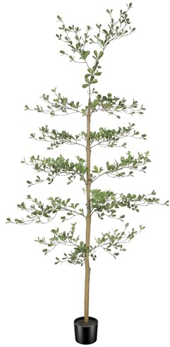 LYERSE Künstlicher Olivenbaum mit natürlichem Stamm und realistischen Blättern, künstlicher schattiger Damenbaum für modernes Zuhause, Büro, Haus, Wohnzimmer, Dekoration, 1,8 m