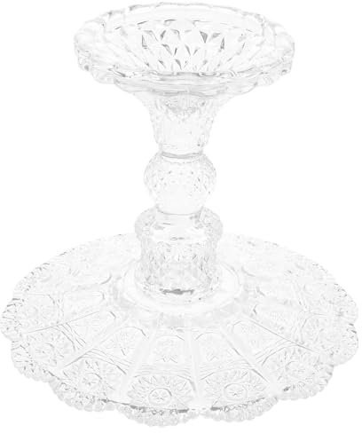 VANZACK Vassoio per Frutta in Vetro con Piedistallo Vintage Piatto per Snack e Antipasti Elegante e Resistente Adatto per Casa Ristorante e Bar Design Decorativo con Motivo Raffinato