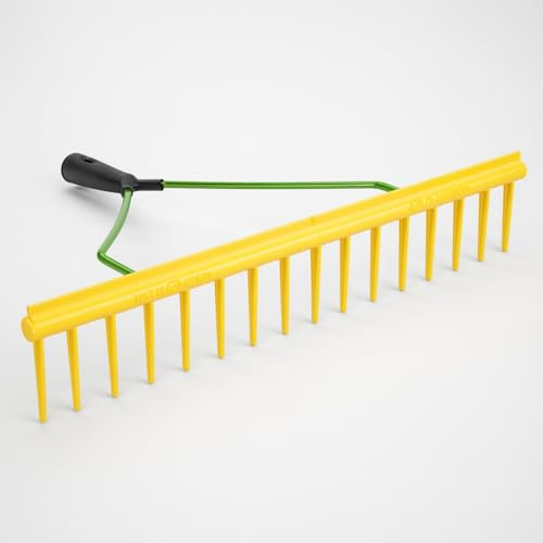 ERPINA® Gartenrechen 16 Zinken mit 160cm Stiel robuste Harke aus Kunststoff für Garten & Landwirtschaft Rechen mit 64cm Arbeitsbreite & Egalisierkante ideal für Gartenbesitzer, Landwirte & Tierhalter