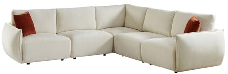 Vente-unique-Ecksofa – Chenille-Stoff – Beige – OCTAVINE