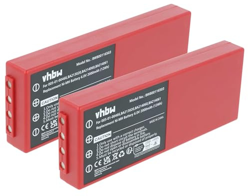 vhbw 2X Akku Ersatz für HBC BA213031 | BA213030, BA213020, BA21303 für Industrie-Funkfernsteuerung Fernbedienung (2000 mAh, 6 V, NiMH) - Rot