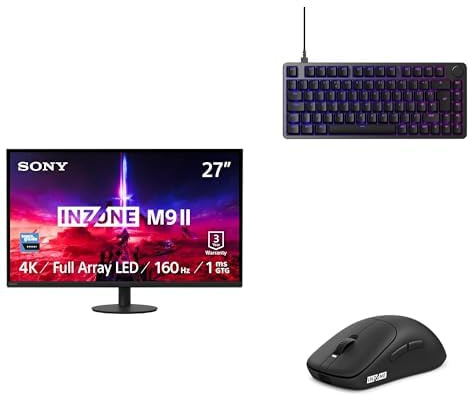 Sony INZONE M9II 27 4K Ultra HD PC Gaming Monitor, Schwarz + INZONE Keyboard (UK) & INZONE Gaming-Mouse