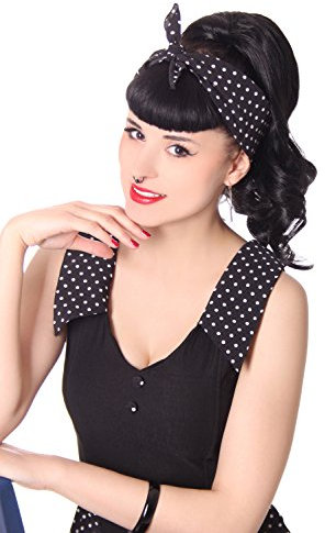 SugarShock Damen Haar Tuch Polka Dots Bandana, Größe:onesize, Farbe:schwarz weiss