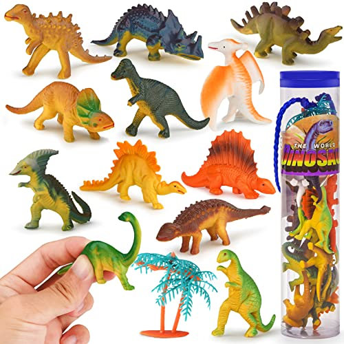 Dreamon Dinosaurier Figuren Spielzeug Set Mini Dino Geburtstag Deko Tortendeko Weihnachten Geschenke Dinosaurier Spielzeug für Kinder ab 3 4 5 Jahren