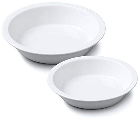 WM Bartleet & Sons 1750 Set of 2 Traditional Porcelain Round Pie Dish with Crust Rim, 27cm, 20cm – White, (TSET22)