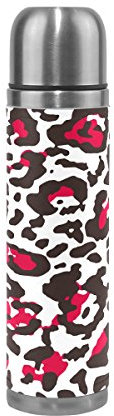 Eslifey - Borraccia termica in acciaio inox con stampa leopardata rossa e marrone