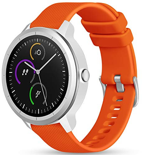Vobafe Garmin Armband 20mm Kompatibel mit Vivoactive 3/Venu 2 Plus/Venu sq/Vivomove HR, Weiche Silikon Armbänder Sport Ersatzband für Garmin Fenix 7S/Forerunner 55/245/645 Music, Orange