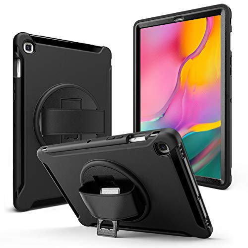 Karylax Coque Protection Intégrale Anti-Chocs, Protection d'écran intégrée, Coque Complète Face Avant et arrière avec Support (Couleur Noir) pour Samsung Galaxy Tab A SM-T510/T515 (10.1 2019)
