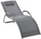 Outsunny Lettino Prendisole in Alluminio, Sedia Sdraio da Giardino in Texteline Grigio Scuro con Poggiatesta Rimovibile 160x60x65cm
