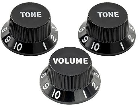 Musiclily Ultra Universal Fitting Size Strat Knobs 2 Tone 1 Volume Set for Fender Stratocaster ST Style Electric Guitar, Black