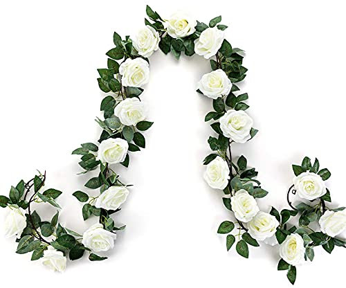 Guirnalda de Flores Artificiales Flores Artificiales Colgantes Decoracion 2 Piezas 220cm Guirnaldas Decoracion Flores de Seda para Colgar en Fiestas Bodas Hogar Decoración de Interiores