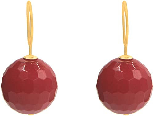 Gemshine Ohrringe mit 3-D rote fuchsia Jade Edelstein Kugeln in 925 Silber, vergoldet oder rose. Fair Trade, qualitätsvoller Schmuck Made in Germany, Metall Farbe:Silber vergoldet