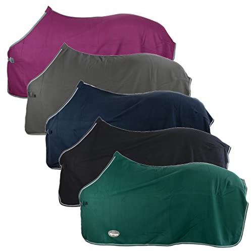 Marengos - Abschwitzdecke Economic | Pferdedecke mit Schweifkordel, Widerristpolster & Metallverschluss | atmungsaktive Fleecedecke | Pferde-Outdoordecke | Pferde Zubehör in Tannengrün | 125cm
