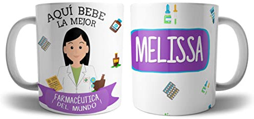 Kartoon Kase Taza Farmaceutica Original Personalizada con Nombre | Mejor del Mundo Taza Profesiones de Cafe Desayuno para Regalar (Farmaceutica)