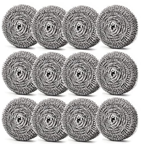 Stahlwolle Wäscher Reinigungsbürste Topfreiniger Edelstahl Scheuerschwamm Topfschwamm Stahlschwämme Hilft beim Entfernen von Schmutz zum Reinigen von Töpfen Pfannen und Geschirr 10cm (12 Stück)