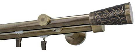 Sento Gardinenstange Innenlauf 19/19mm 2-läufig Wandmontage Messing Antik 160 cm Kenta
