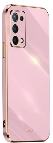 EASSGU [Cadre Galvanisé Coque pour Oppo Find X3 Lite (6.43 inches) Etui de Protection en Silicone TPU - Violet