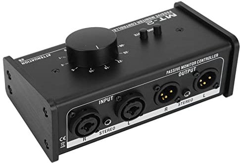 Passiver Monitor-Controller, Plug-and-Play-XLR- und 3,5-mm-Schnittstelle, genaue Einstellung, passiver Stereo-Lautstärkeregler, großer Lautstärkeregler für Laptop