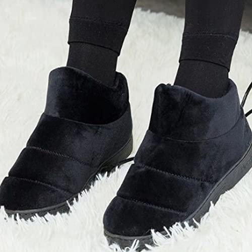Zapatillas de Calefacción Eléctricas Calentadores de Pies con Calefacción Antideslizantes Calentadores de Pies con Calefacción Eléctrica para Invierno Frío para Mujeres Y Hombres,41-43,Black