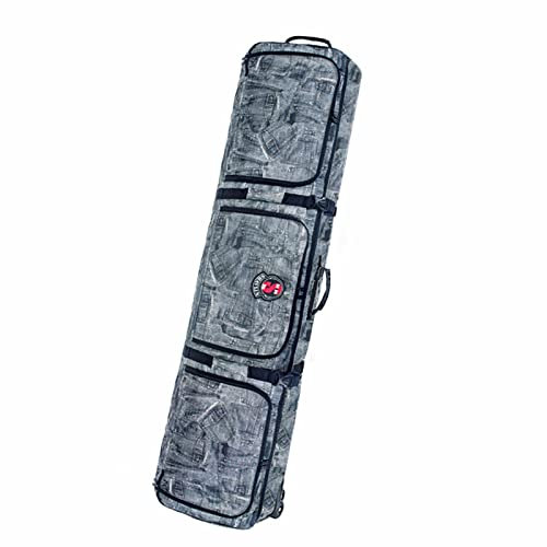 Einzel-/Doppel-Snowboardtasche mit Rädern, gepolsterte wasserdichte Storege-Skitasche und Transportreisetasche mit Mehreren Fächern für Straßenfahrten im Freien und Flugzeug,Grau,1