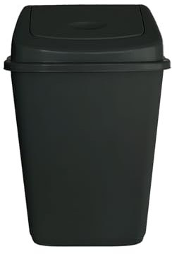 KAPCO Small Plastic Swing Top Bin (25L, Black) Durable Easy Clean Waste Recycling Dustbin for Home, Office, Kitchen & Bathroom | Rubbish, Refused Trash Bin with Swing Lid | Under Counter Recycle Bin