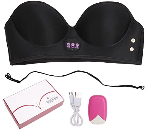 Natudeco Elektrischer Brustmassage-BH 3 Gänge beschleunigen die Durchblutung Komfortable Vibrationsmassage Heiße Kompresse Heizung Brust-BH für Frauen Zuhause Täglicher Gebrauch